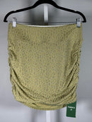 NWT Halara Ruched Mini Skirt Olive Green Pattern Size Large