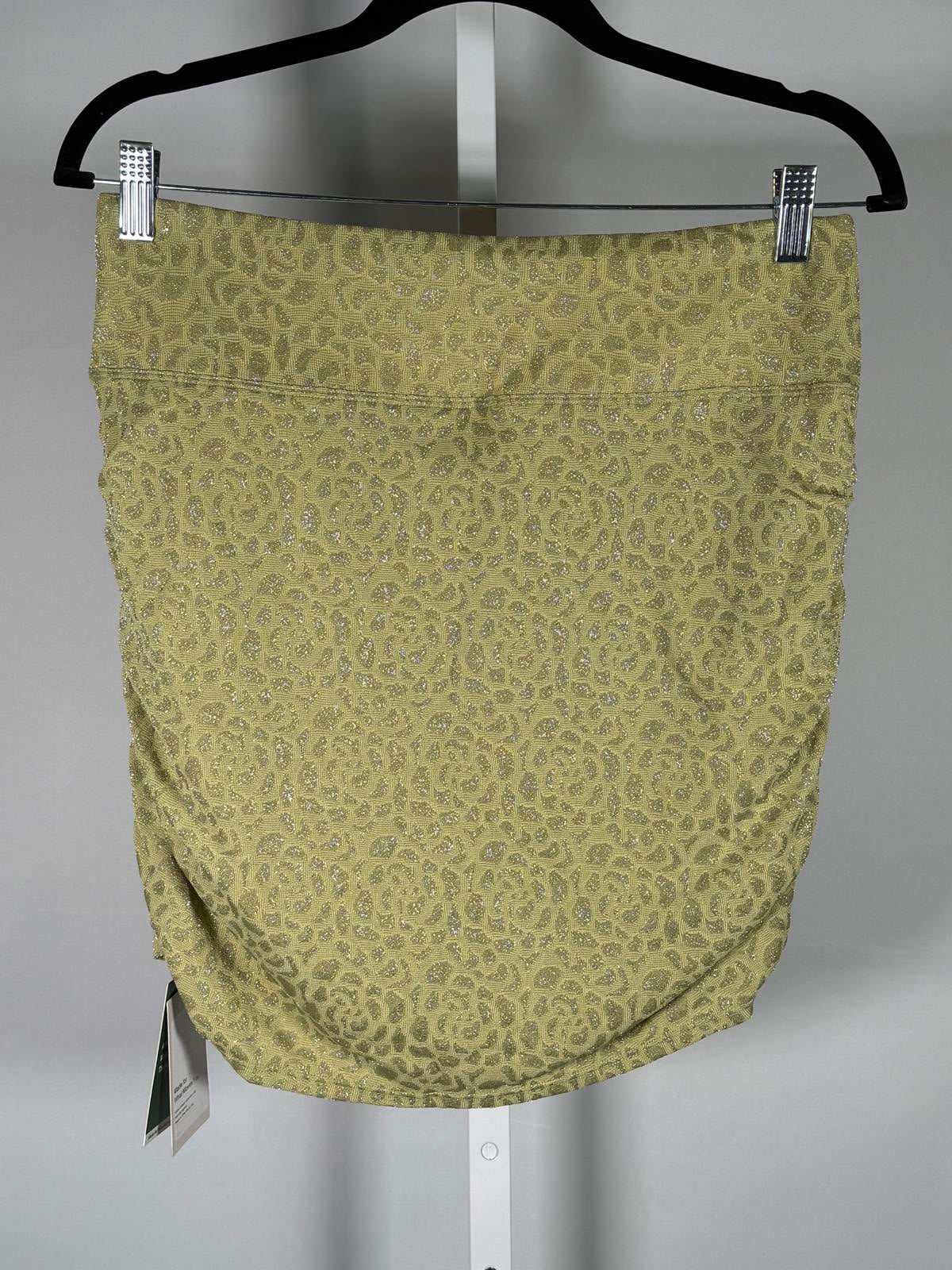 NWT Halara Ruched Mini Skirt Olive Green Pattern Size Large