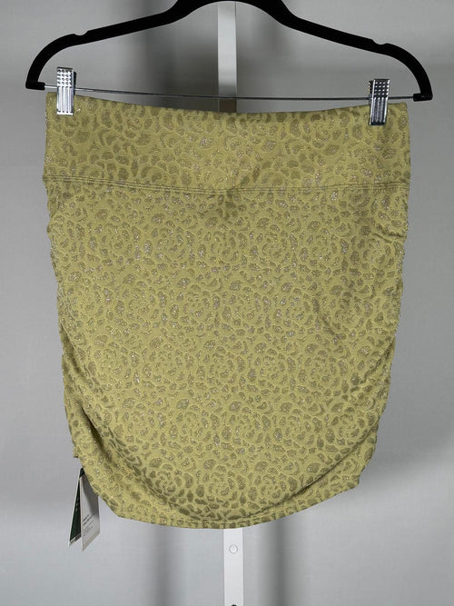 NWT Halara Ruched Mini Skirt Olive Green Pattern Size Large