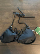 NWT Halara Ribbed Triangle Bikini Top Swimsuit Black Ring Detail Size XL