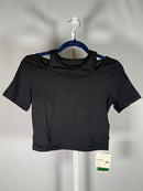 NWT Halara UltraSculpt Layered Scoop Neck Crop Tee Black Size Small