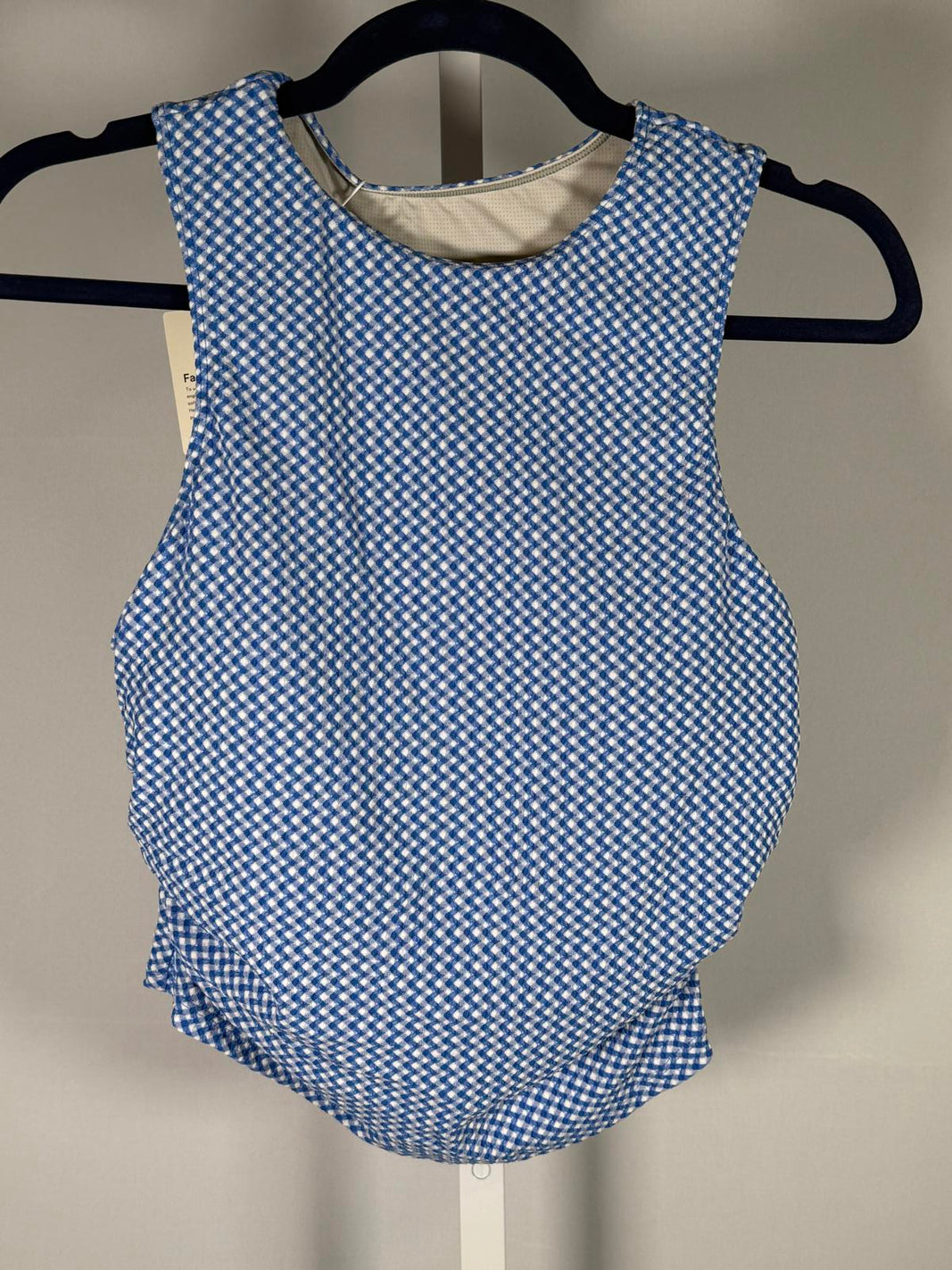 NWT Halara Blue Gingham Sleeveless Tank Top Size Large