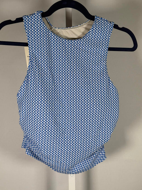 NWT Halara Blue Gingham Sleeveless Tank Top Size Large