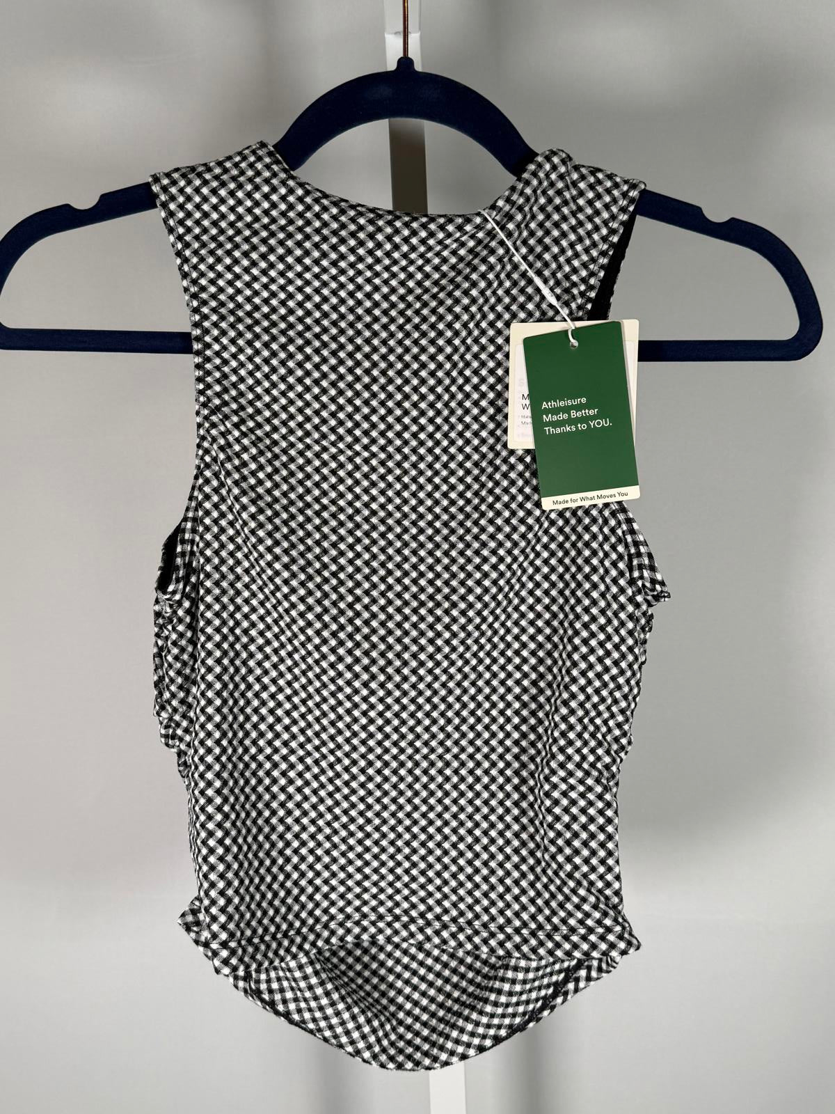 NWT Halara Black & White Gingham Sleeveless Tank Top Size Small