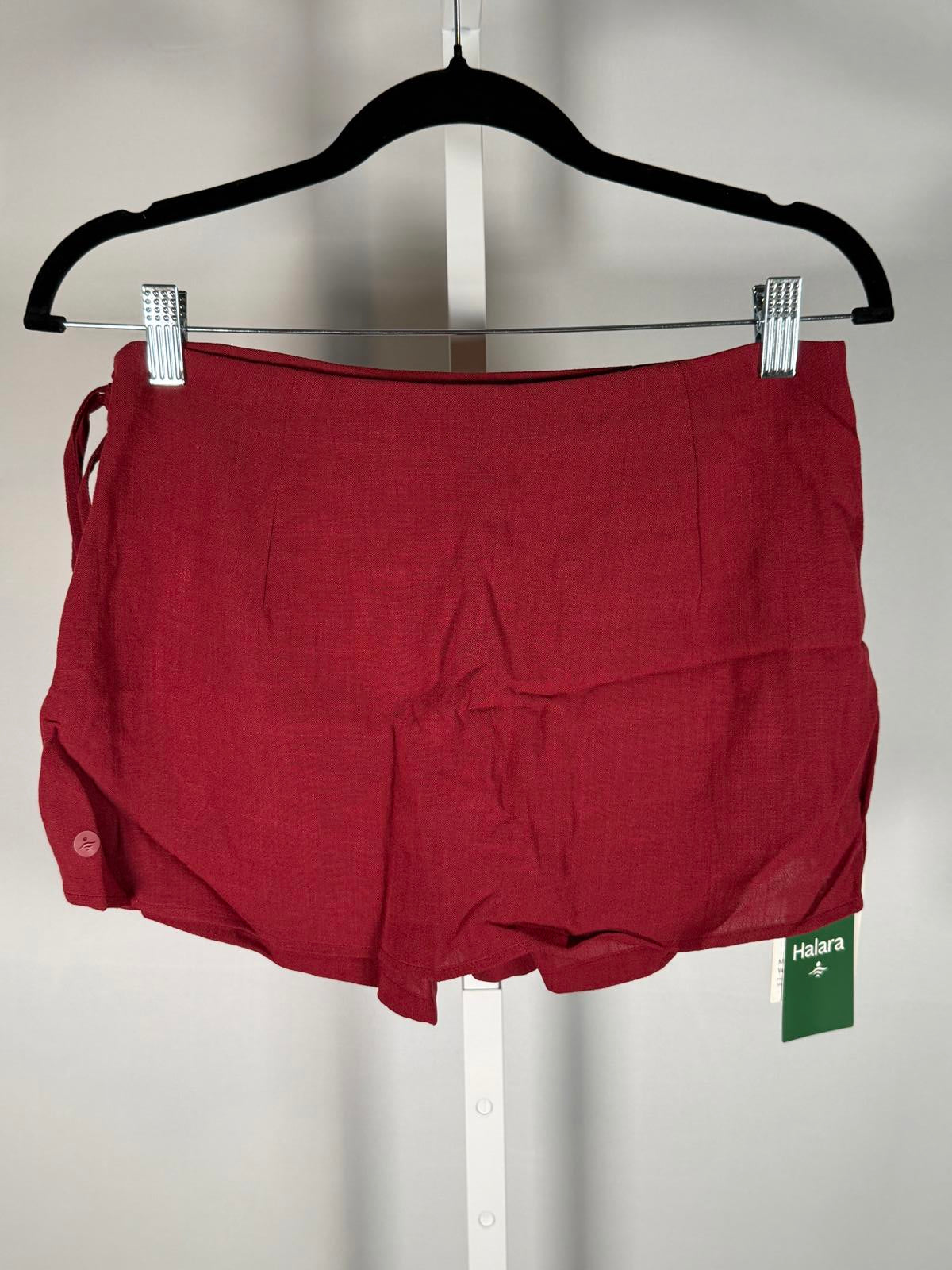 NWT Halara Red Side Tie Wrap Skort Athletic Casual Mini Skirt Size Large