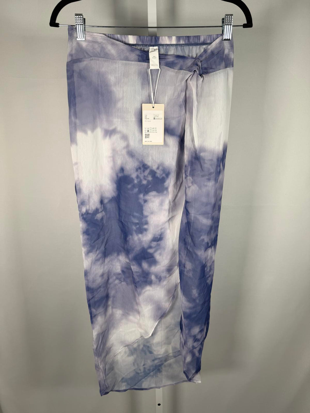 NWT Halara Blue Tie Dye Wrap Maxi Skirt Side Tie Cover Up Size XS