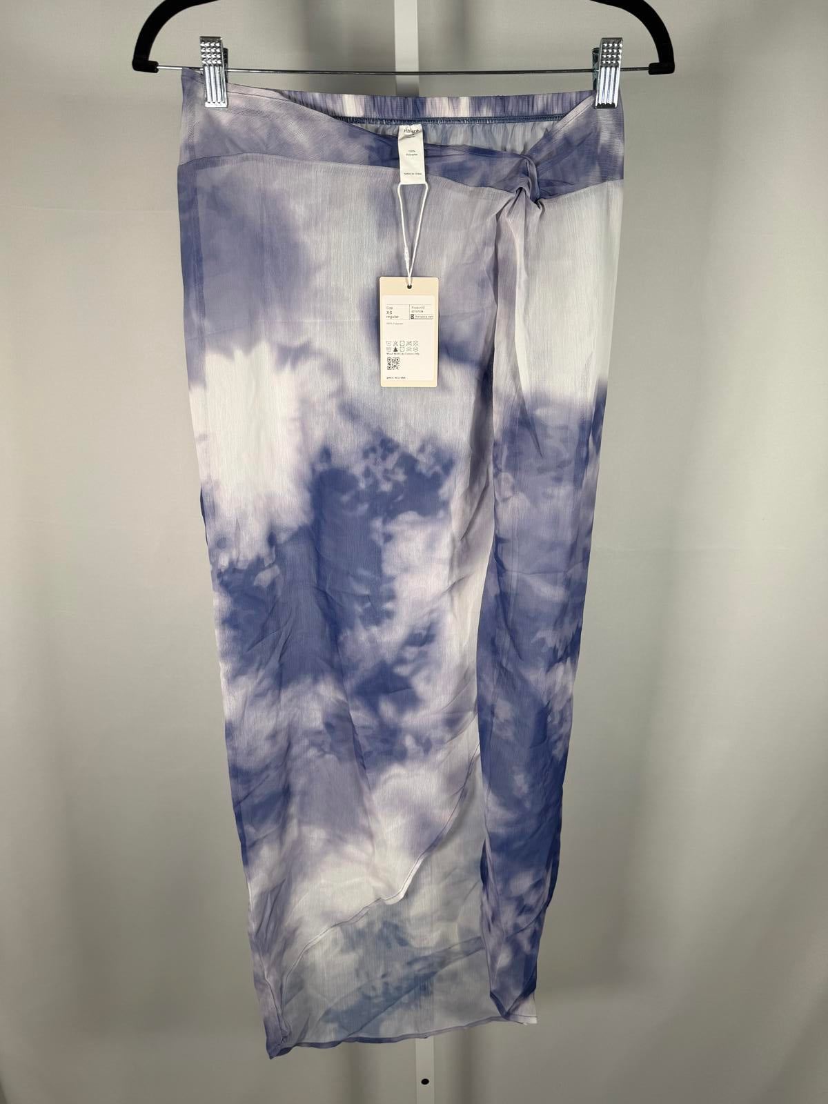 NWT Halara Blue Tie Dye Wrap Maxi Skirt Side Tie Cover Up Size XS