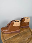 Clarks Andie Go Ankle Boots Brown Faux Fur Lined Lace Up Size 7.5