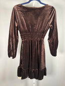 NWT Halara Brown Velvet Long Sleeve V-Neck Mini Dress Size XS