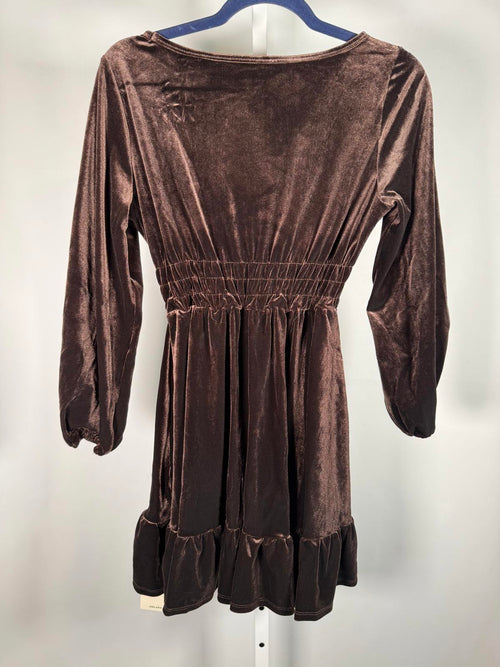 NWT Halara Brown Velvet Long Sleeve V-Neck Mini Dress Size XS