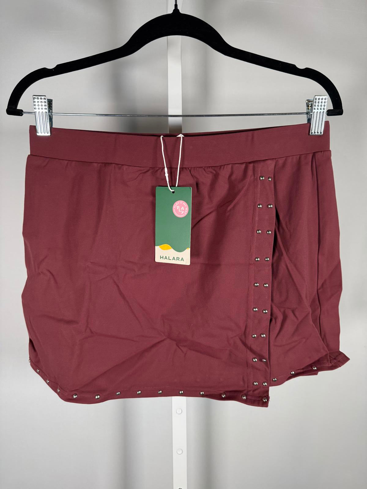 NWT Halara Stud Trim Mini Skirt Burgundy Size Large