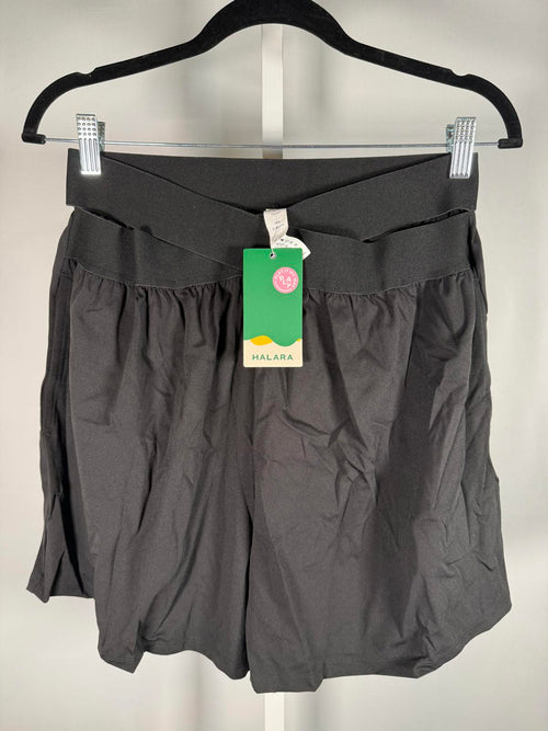NWT Halara Criss Cross High Waisted Athletic Shorts Black Size Large