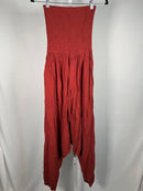 NWT Halara Strapless Smocked Tube Top Harem Jumpsuit Red Size XS