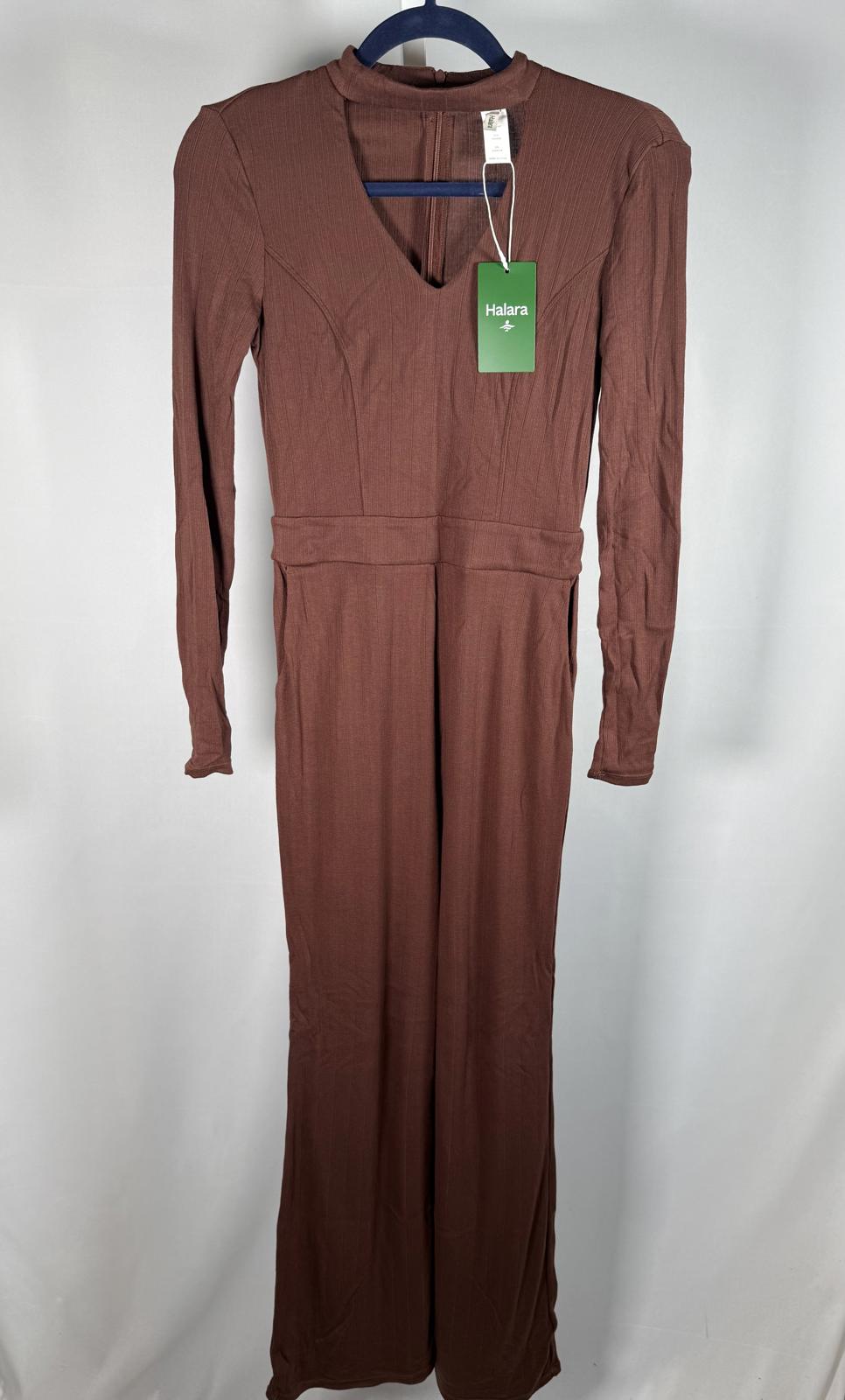 NWT Halara Long Sleeve Choker Neck Wide Leg Jumpsuit Size XS
