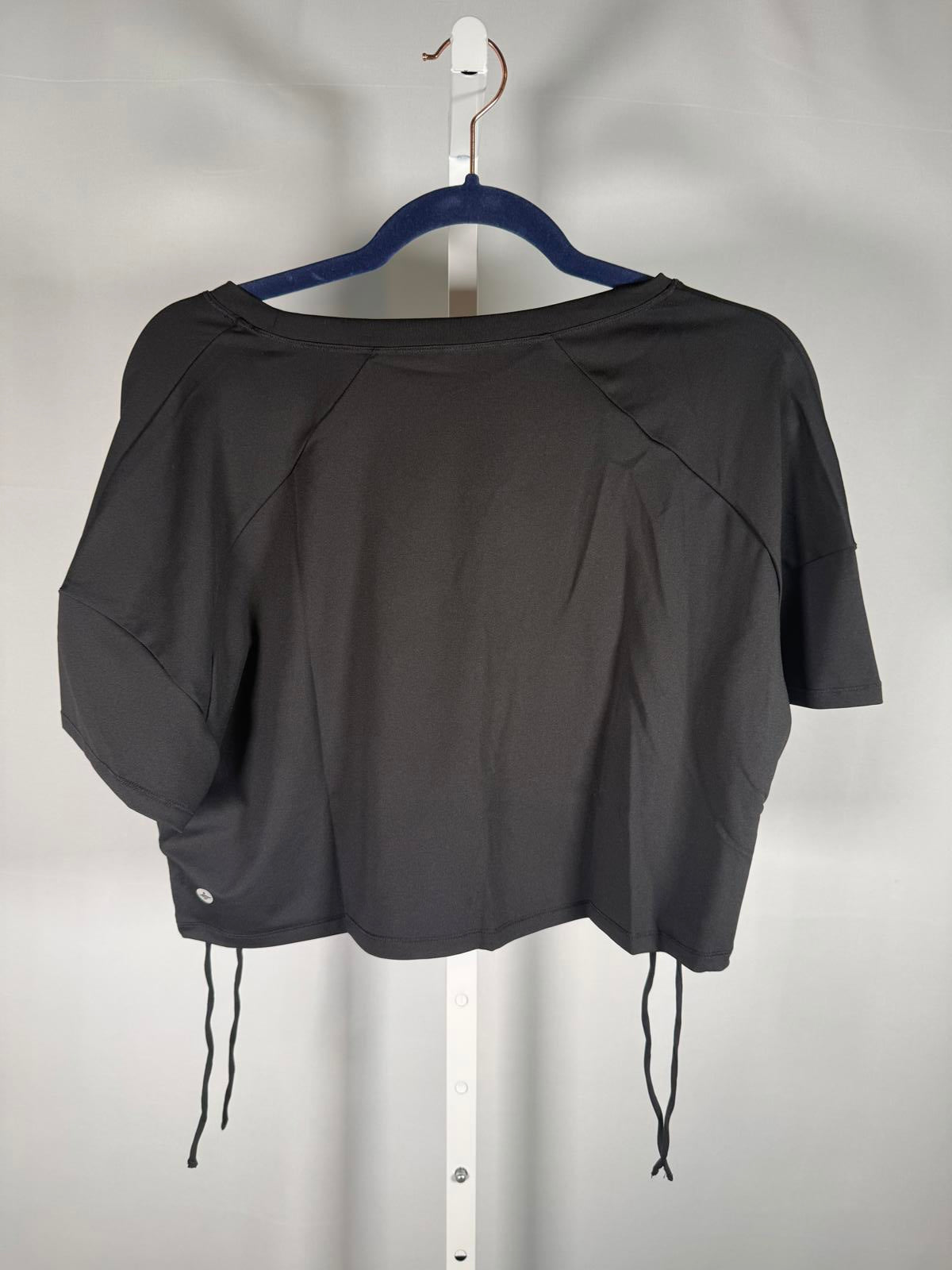 NWT Halara Cropped Pocket Tee Lace Up Side Black Size Medium