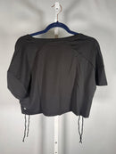NWT Halara Cropped Pocket Tee Lace Up Side Black Size Medium