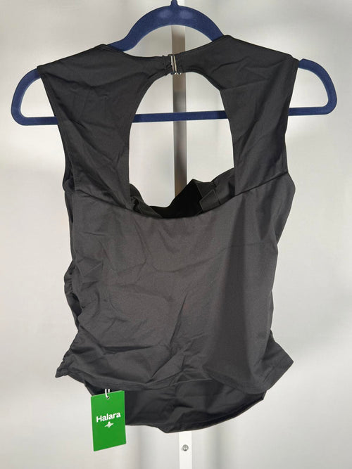 NWT Halara Built-In Bra Ruched Tank Top Black Size Large