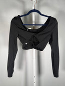 NWT Halara Softlyzero Airy Cropped Long Sleeve Thumbhole Top Black Size XS