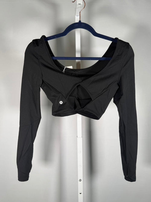 NWT Halara Softlyzero Airy Cropped Long Sleeve Thumbhole Top Black Size XS