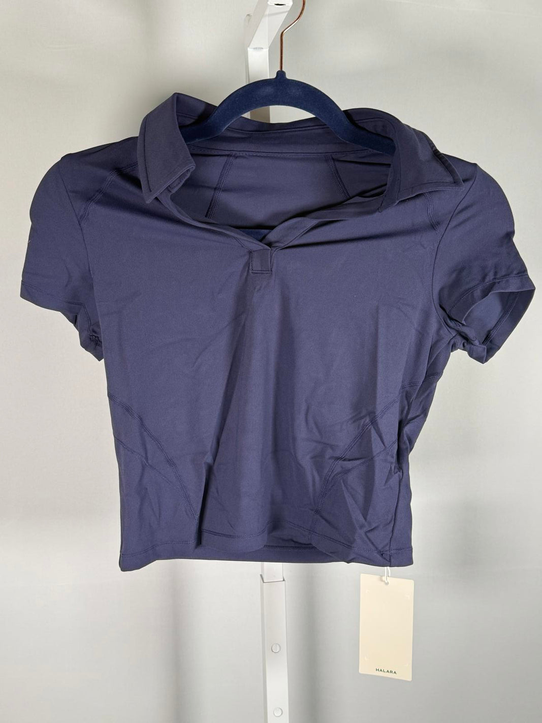 NWT Halara Cropped Sport Tee Short Sleeve Navy Size XS