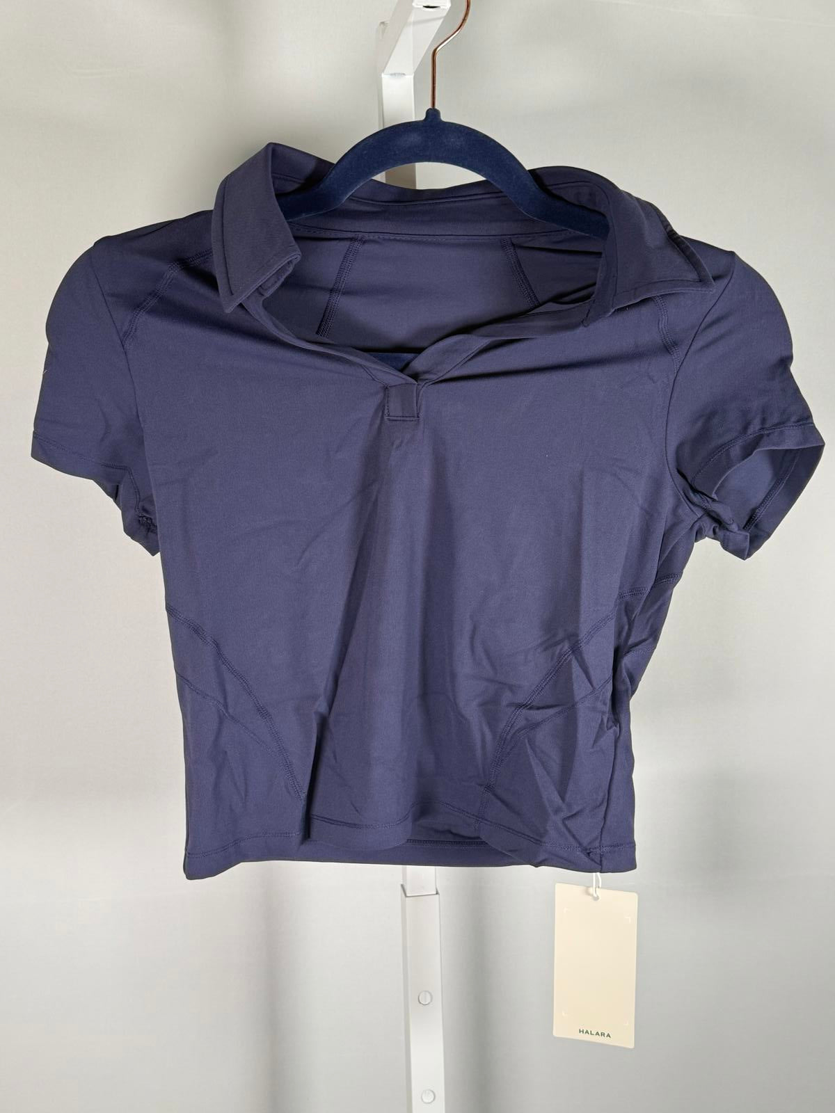 NWT Halara Cropped Sport Tee Short Sleeve Navy Size XS