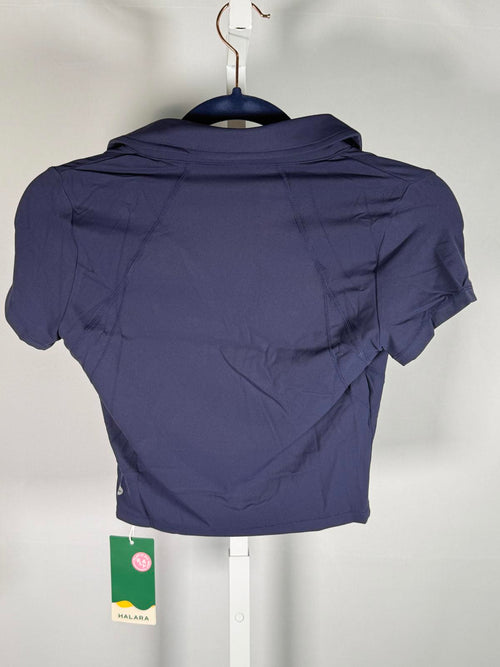 NWT Halara Cropped Sport Tee Short Sleeve Navy Size XS