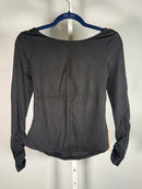 NWT Halara Open Back Long Sleeve Top Ruched Cuffs Black Size XS