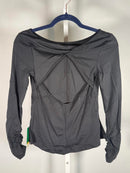 NWT Halara Open Back Long Sleeve Top Ruched Cuffs Black Size XS