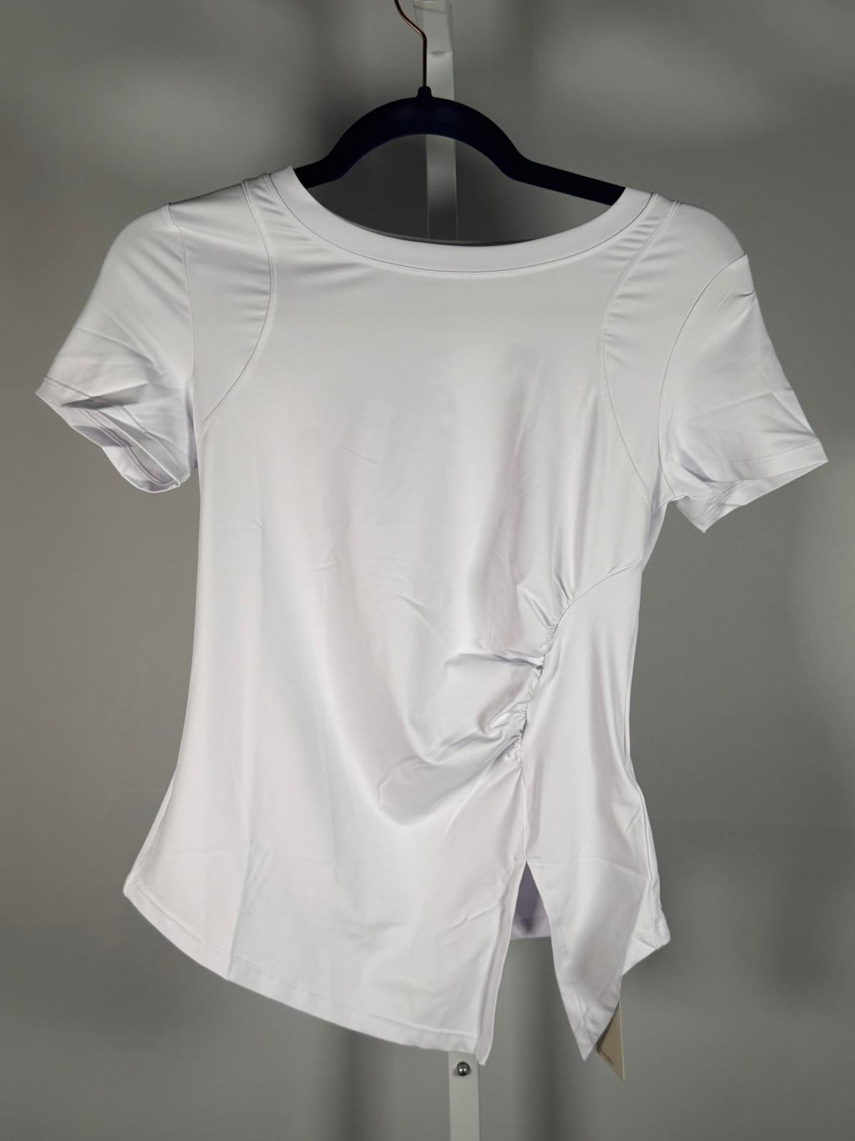 NWT Halara Ruched Side Slit Short Sleeve Top White Size XS