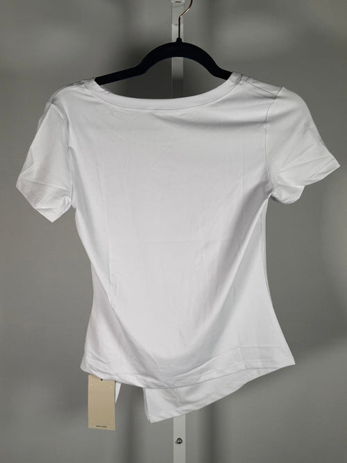 NWT Halara Ruched Side Slit Short Sleeve Top White Size XS