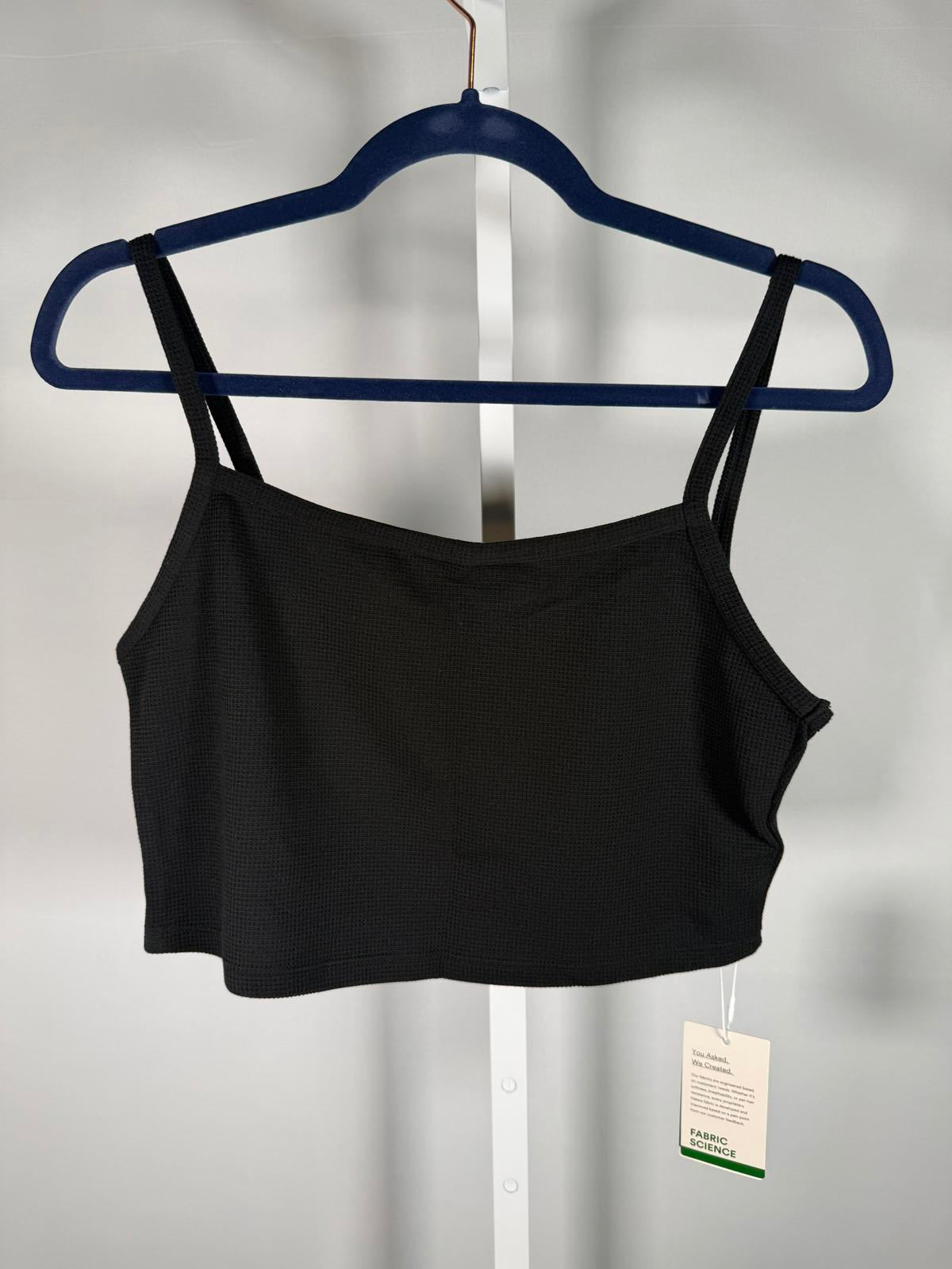 NWT Halara Waffle Knit Cropped Tank Top Black Size Small