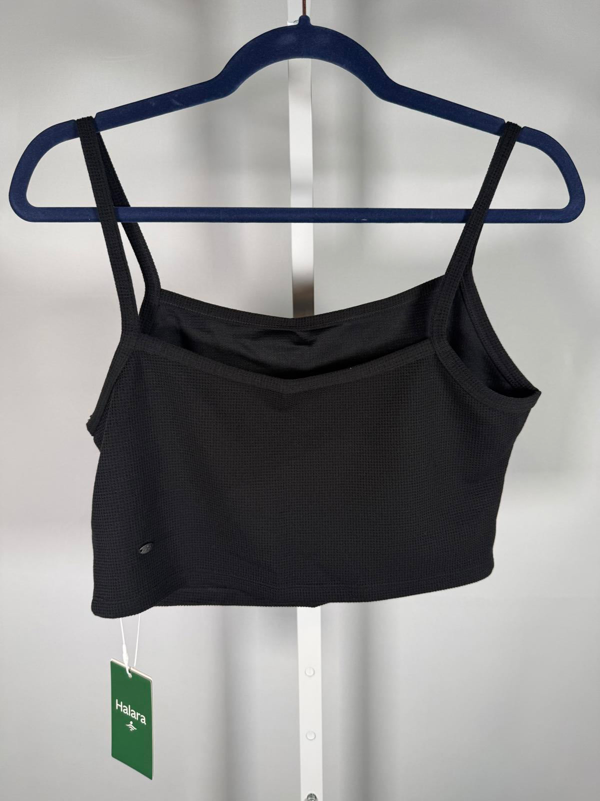 NWT Halara Waffle Knit Cropped Tank Top Black Size Small