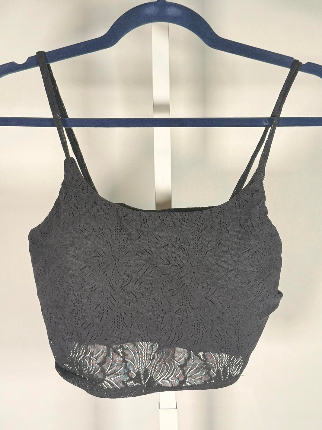 NWT Halara Lace Sports Bra Black Cropped Size Large