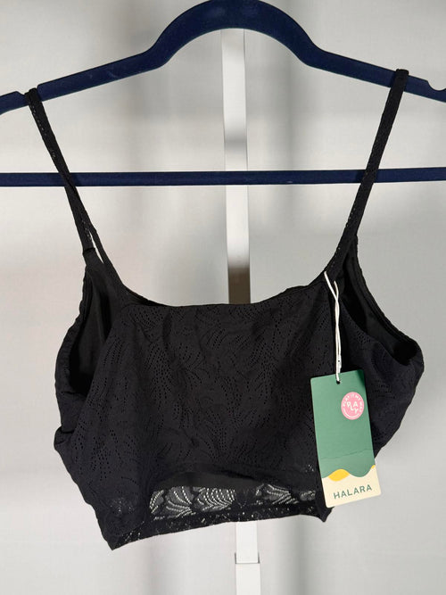 NWT Halara Lace Sports Bra Black Cropped Size Large