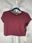 NWT Halara Cropped Tee Burgundy Short Sleeve Size Large