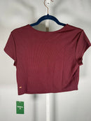 NWT Halara Cropped Tee Burgundy Short Sleeve Size Large