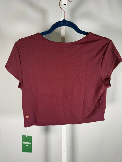 NWT Halara Cropped Tee Burgundy Short Sleeve Size Large