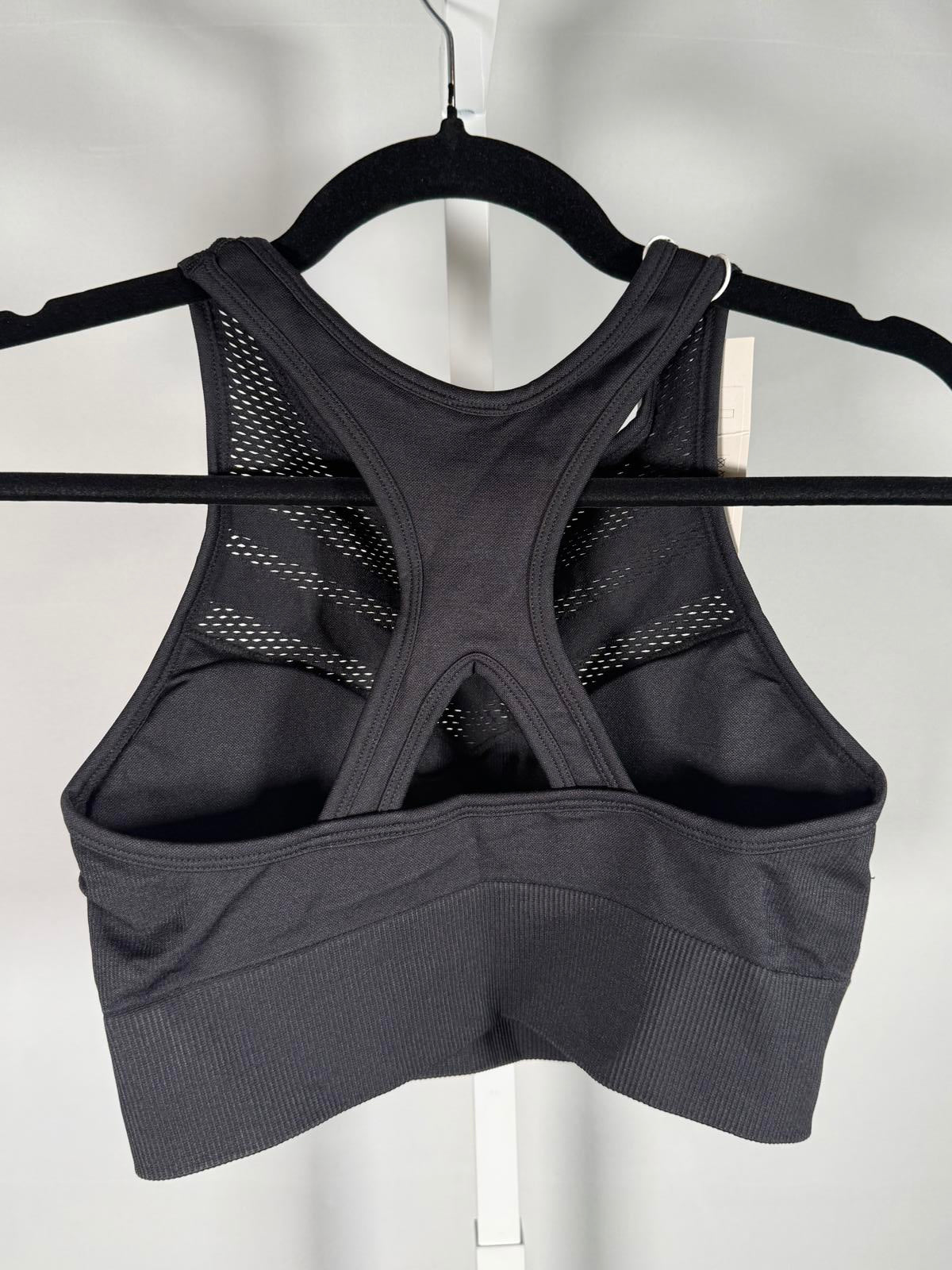 NWT Halara Mesh Panel Sports Bra Black Seamless Size Large