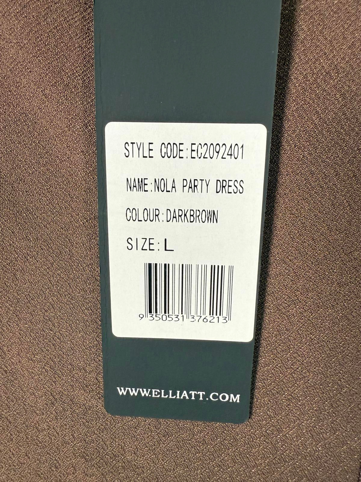 NWT Elliatt Nola Party Dress Brown Sleeveless Bodycon Mini Dress Size Large