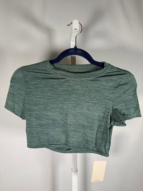 NWT Halara Green Open Back Cutout Cropped Athletic Tee Size XS
