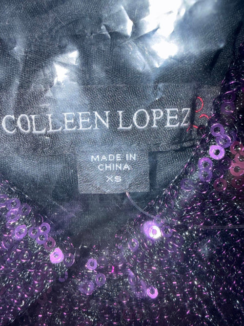 NWT Colleen Lopez Purple Sequin Moto Jacket Sparkly Evening Blazer Size XS