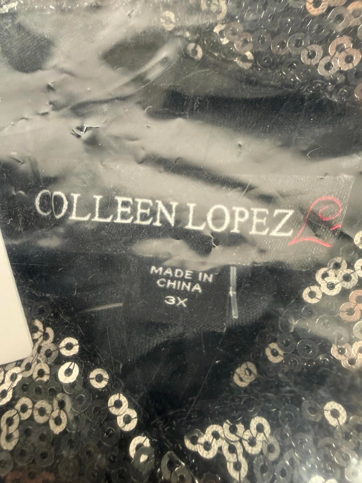 NWT Colleen Lopez Gunmetal Sequin Moto Jacket Sparkly Evening Blazer Size 3X