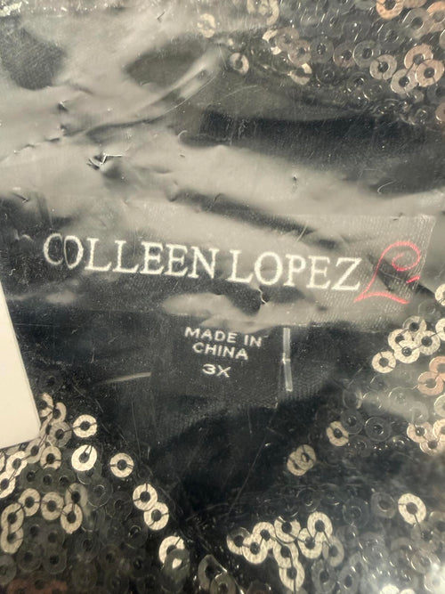 NWT Colleen Lopez Gunmetal Sequin Moto Jacket Sparkly Evening Blazer Size 3X