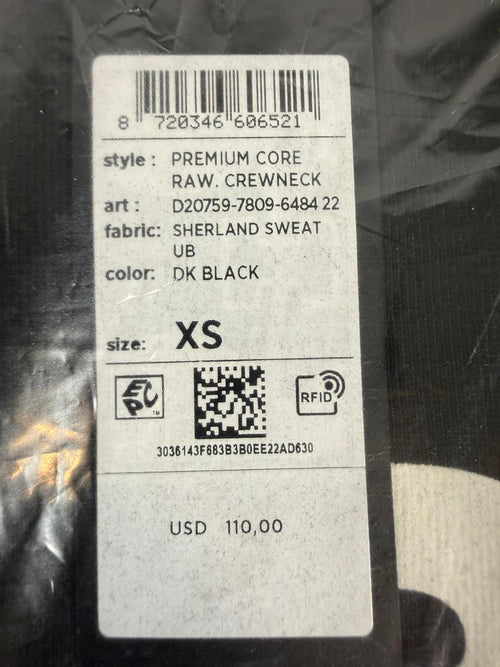 NWT G-Star RAW Women's Premium Core Crewneck Sweatshirt Black Size XS $110 MSRP