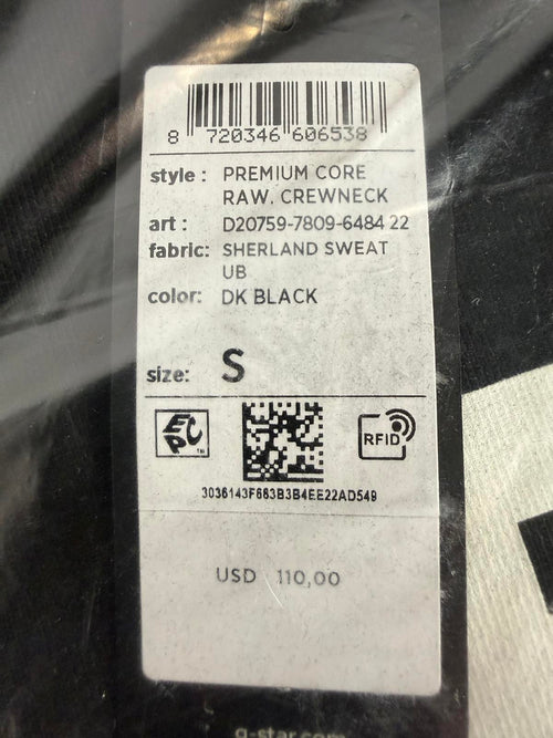 NWT G-Star RAW Women's Premium Core Crewneck Sweatshirt Black Small $110 MSRP