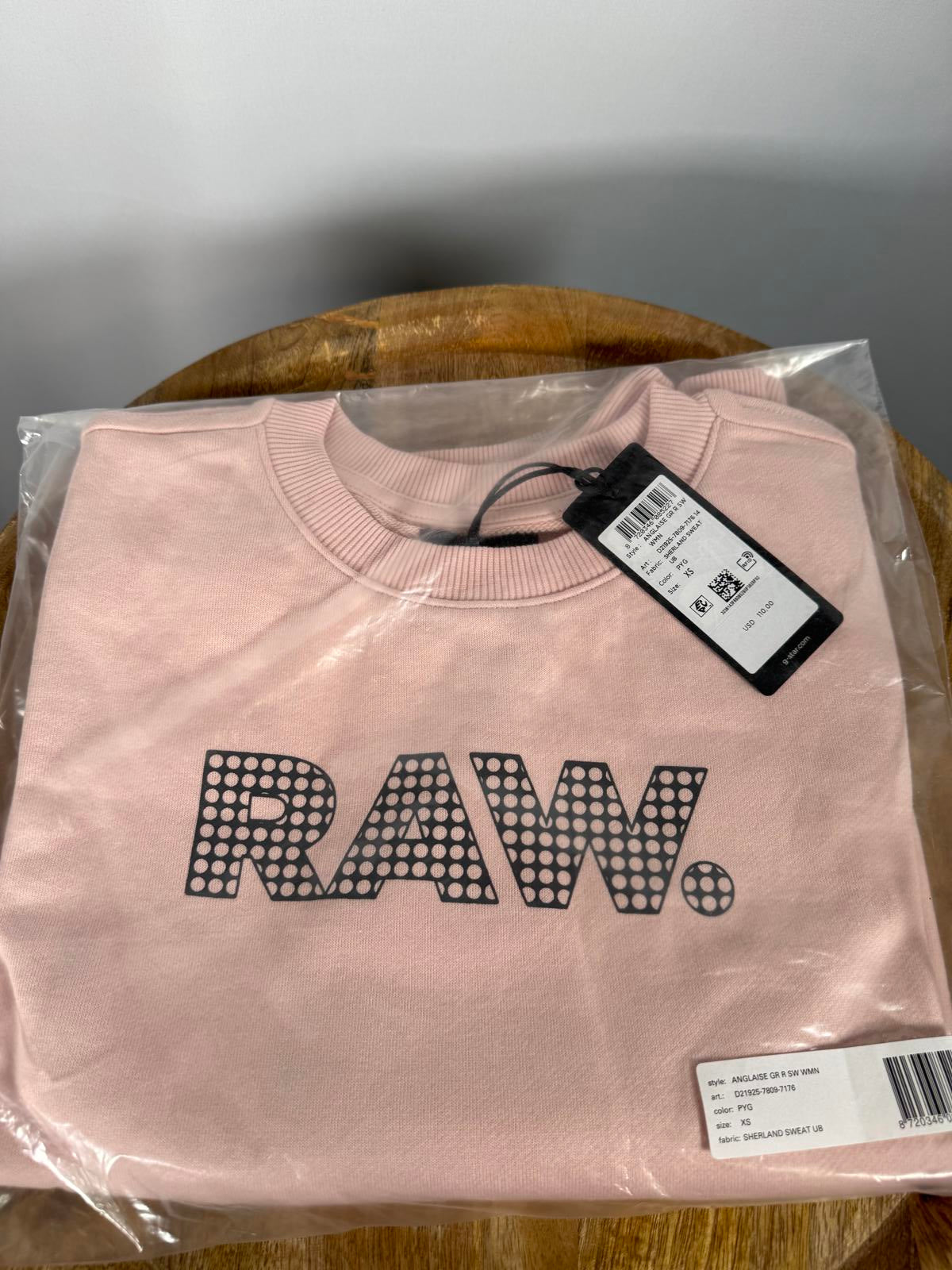 NWT G-Star RAW Anglaise Graphic Crewneck Sweatshirt Womens Pink XS $110 MSRP