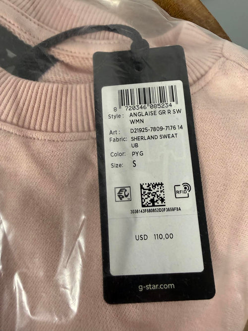 NWT G-Star RAW Anglaise Graphic Crewneck Sweatshirt Womens Pink Small $110 MSRP