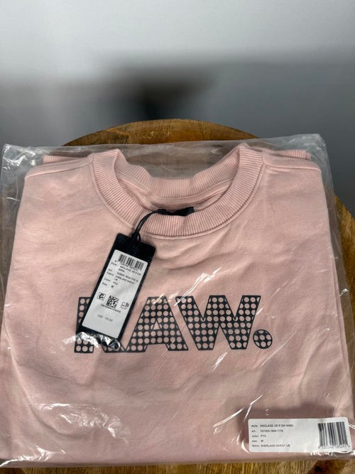 NWT G-Star RAW Anglaise Graphic Crewneck Sweatshirt Womens Pink Medium $110 MSRP