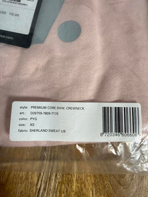 NWT G-Star RAW Premium Core Crewneck Sweatshirt Womens Pink XS Logo $110 MSRP