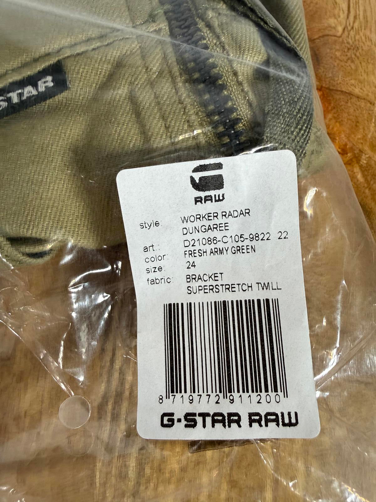 NWT G-Star RAW Women’s Worker Radar Green Dungaree Overalls Size 24